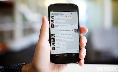 The new unified messaging app by Google: Hangouts (Copyright The Verge)